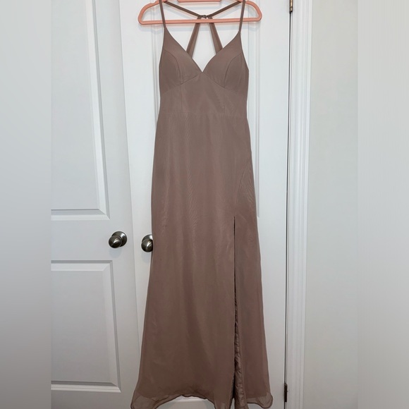 Azazie Becca Taupe Bridesmaid Dress - Picture 5 of 6